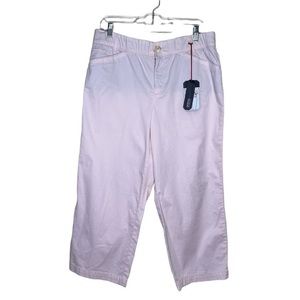 INTRO by Jonathan Ross Sz 14 Light Pink Cotton Stretch Cropped Capri Pants NWT